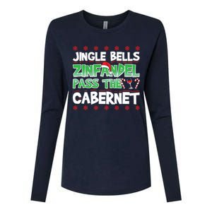 Jingle Bells Zinfandel Pass The Cabernet Womens Cotton Relaxed Long Sleeve T-Shirt