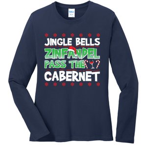 Jingle Bells Zinfandel Pass The Cabernet Ladies Long Sleeve Shirt