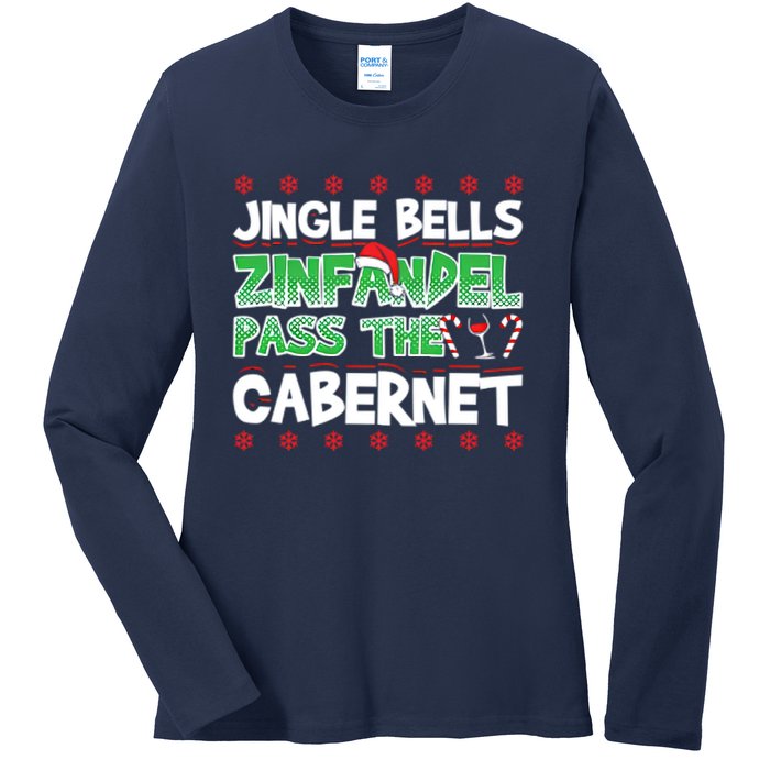 Jingle Bells Zinfandel Pass The Cabernet Ladies Long Sleeve Shirt