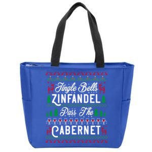 Jingle Bells Zinfandel Pass The Cabernet Ugly Christmas Wine Gift Zip Tote Bag