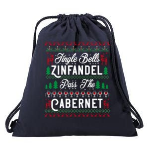 Jingle Bells Zinfandel Pass The Cabernet Ugly Christmas Wine Gift Drawstring Bag