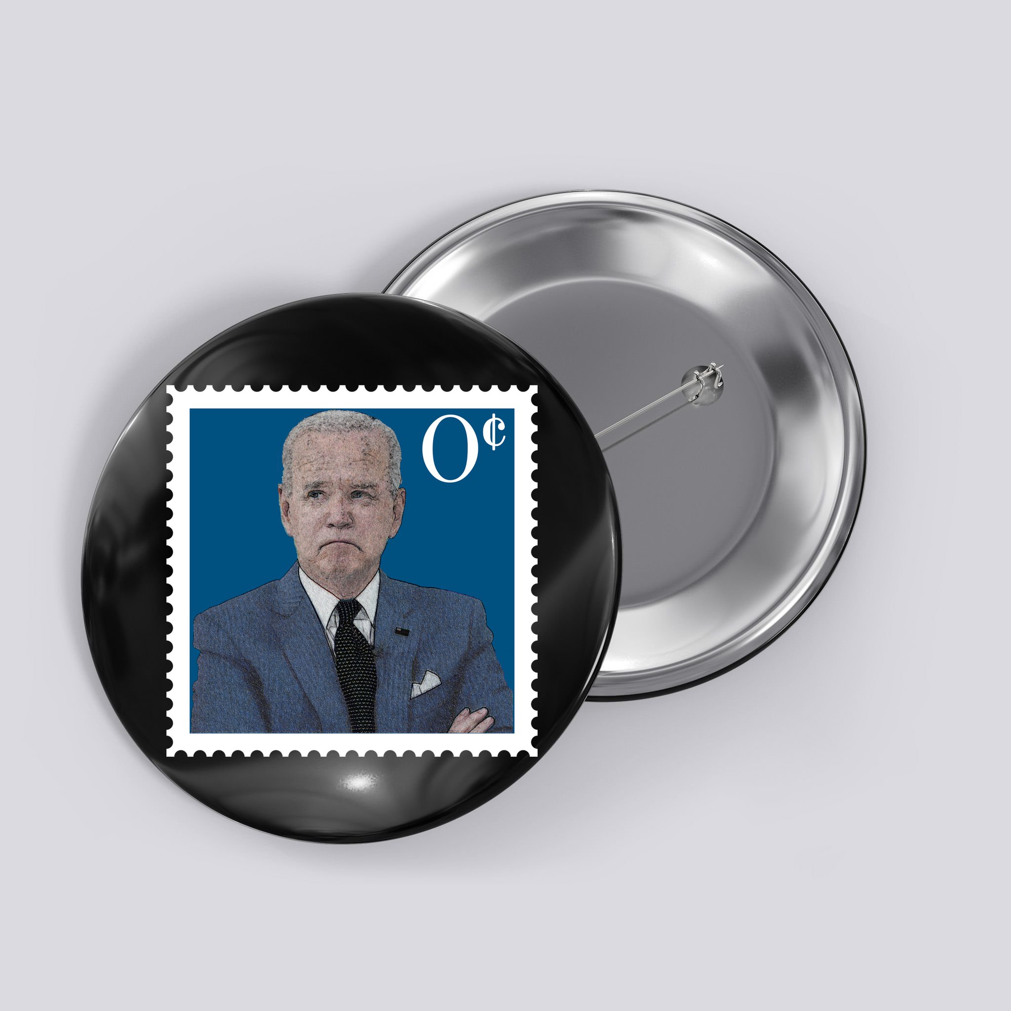 Joe Biden Zero Cents Stamp 0 Funny Worthless President Button