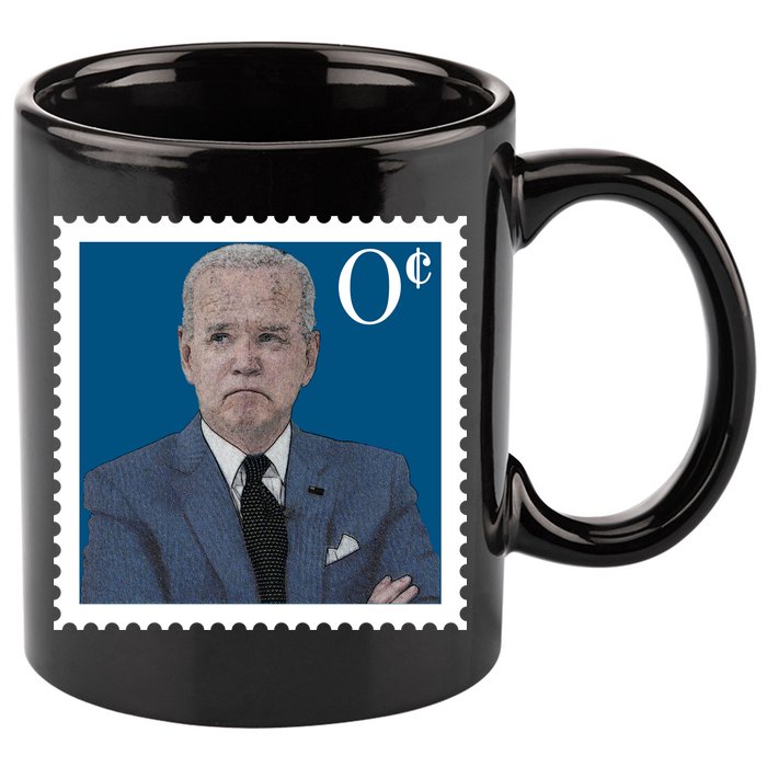 Joe Biden Zero Cents Stamp 0 Funny Worthless President 11oz C Handle Ceramic Mug