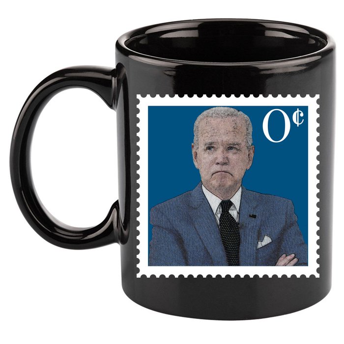Joe Biden Zero Cents Stamp 0 Funny Worthless President 11oz C Handle Ceramic Mug