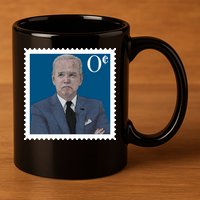 Joe Biden Zero Cents Stamp 0 Funny Worthless President 11oz C Handle Ceramic Mug