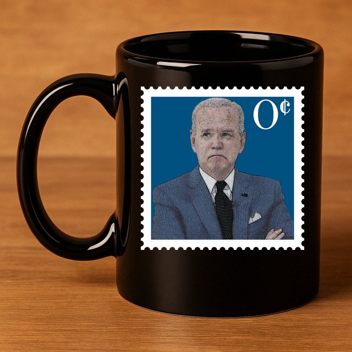 Joe Biden Zero Cents Stamp 0 Funny Worthless President 11oz C Handle Ceramic Mug