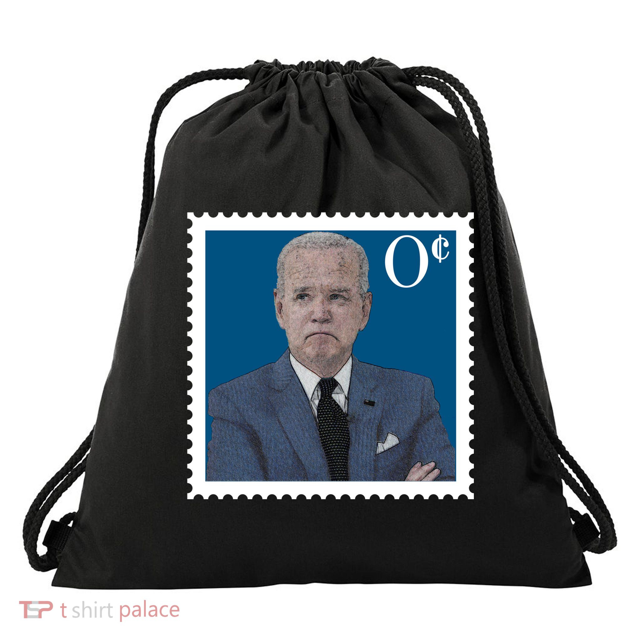 Joe Biden Zero Cents Stamp 0 Funny Worthless President Drawstring Bag