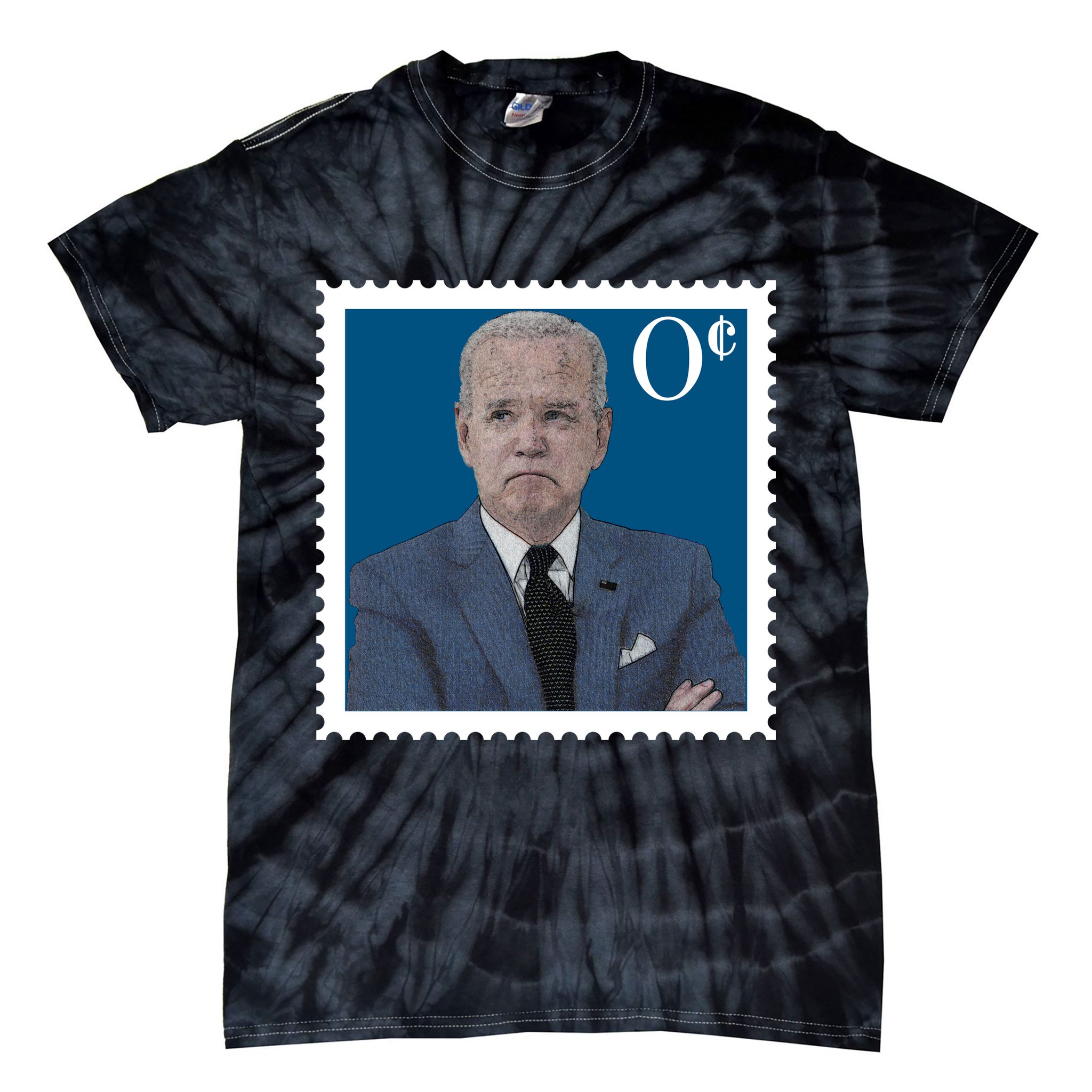 Joe Biden Zero Cents Stamp 0 Funny Worthless President Tie-Dye T-Shirt