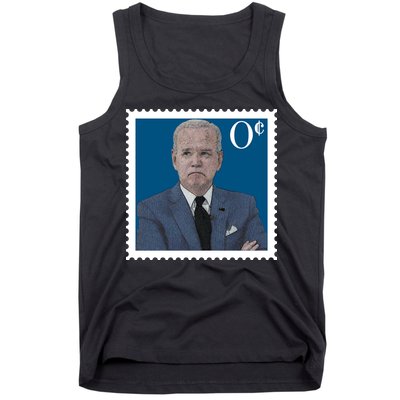 Joe Biden Zero Cents Stamp 0 Funny Worthless President Tank Top