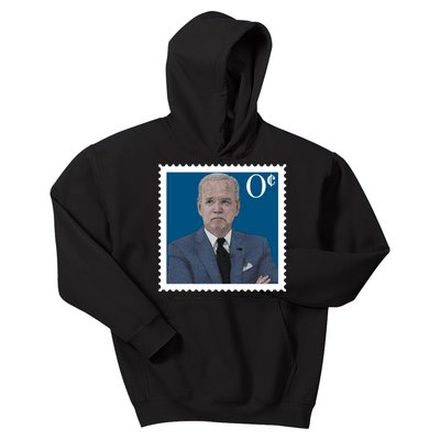 Joe Biden Zero Cents Stamp 0 Funny Worthless President Kids Hoodie