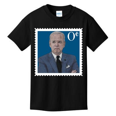 Joe Biden Zero Cents Stamp 0 Funny Worthless President Kids T-Shirt