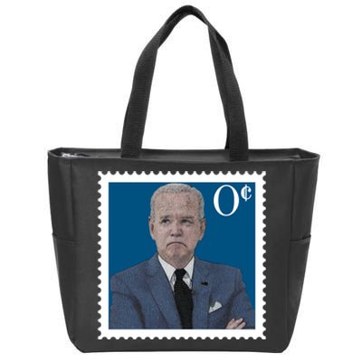 Joe Biden Zero Cents Stamp 0 Funny Worthless President Zip Tote Bag