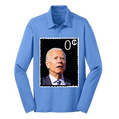 Joe Biden Zero Cents Stamp 0 President Joe Silk Touch Performance Long Sleeve Polo