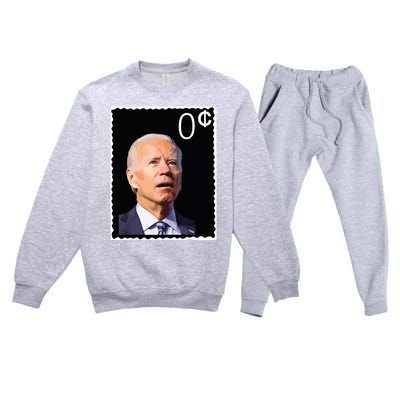 Joe Biden Zero Cents Stamp 0 President Joe Premium Crewneck Sweatsuit Set