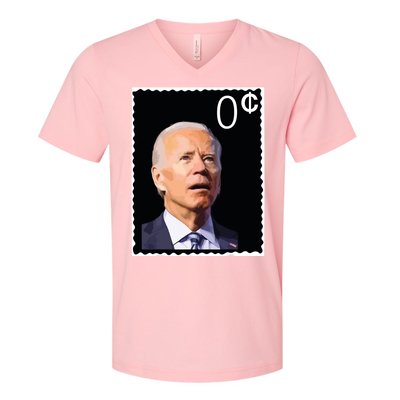 Joe Biden Zero Cents Stamp 0 President Joe V-Neck T-Shirt