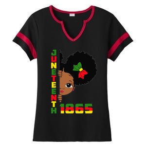 Juneteenth Celebrating 1865 Cute Black Ladies Halftime Notch Neck Tee