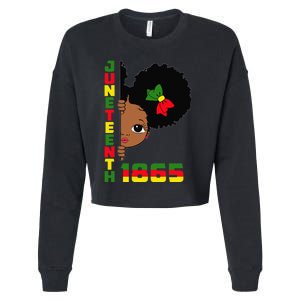 Juneteenth Celebrating 1865 Cute Black Cropped Pullover Crew