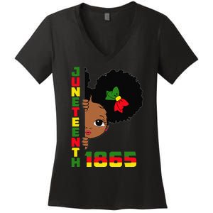 Juneteenth Celebrating 1865 Cute Black Women's V-Neck T-Shirt