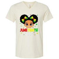 Juneteenth Celebrating 1865 Cute Black Girl V-Neck T-Shirt