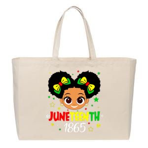 Juneteenth Celebrating 1865 Cute Black Girl Cotton Canvas Jumbo Tote