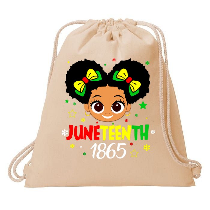 Juneteenth Celebrating 1865 Cute Black Girl Drawstring Bag