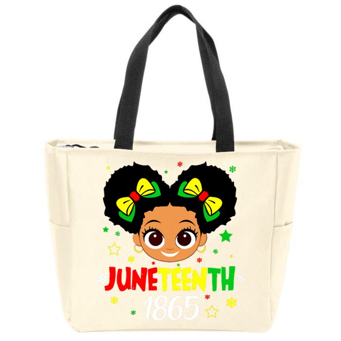 Juneteenth Celebrating 1865 Cute Black Girl Zip Tote Bag