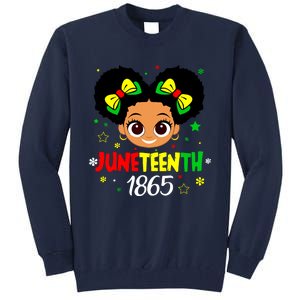 Juneteenth Celebrating 1865 Cute Black Girl Tall Sweatshirt