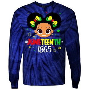 Juneteenth Celebrating 1865 Cute Black Girl Tie-Dye Long Sleeve Shirt