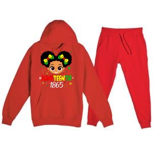 Juneteenth Celebrating 1865 Cute Black Girl Premium Hooded Sweatsuit Set