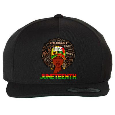 Juneteenth Celebrating 1865 Black History I Am Black Gift Wool Snapback Cap