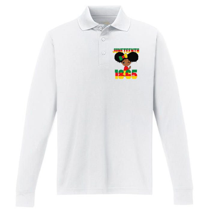 Juneteenth Celebrating 1865 Black Performance Long Sleeve Polo