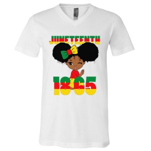 Juneteenth Celebrating 1865 Black V-Neck T-Shirt