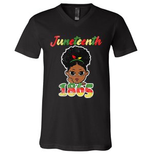 Juneteenth Celebrating 1865 Cute Black African V-Neck T-Shirt