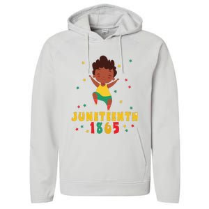 Juneteenth Celebrating 1865 Cute Black Performance Fleece Hoodie