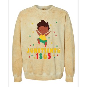 Juneteenth Celebrating 1865 Cute Black Colorblast Crewneck Sweatshirt