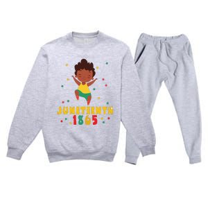 Juneteenth Celebrating 1865 Cute Black Premium Crewneck Sweatsuit Set