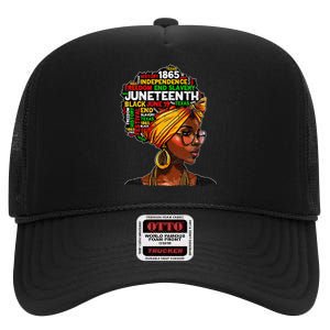 Juneteenth Celebrate 1865 Afro Black Natural Hair Wo High Crown Mesh Back Trucker Hat