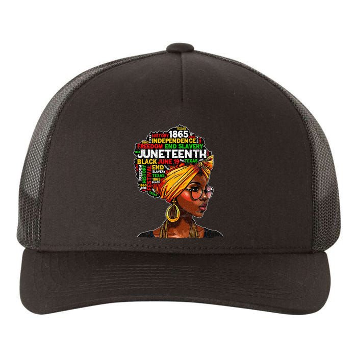 Juneteenth Celebrate 1865 Afro Black Natural Hair Wo Yupoong Adult 5-Panel Trucker Hat