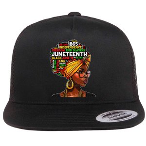 Juneteenth Celebrate 1865 Afro Black Natural Hair Wo Flat Bill Trucker Hat