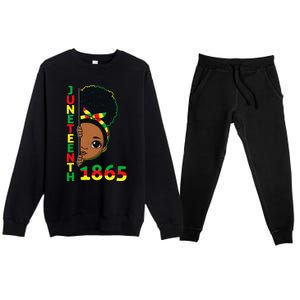 Juneteenth Celebrating 1865 Brown Skin Princess Premium Crewneck Sweatsuit Set