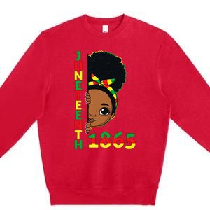 Juneteenth Celebrating 1865 Brown Skin Princess Premium Crewneck Sweatshirt