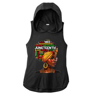 Juneteenth Celebrate 1865 Afro Black Natural Hair Ladies PosiCharge Tri-Blend Wicking Draft Hoodie Tank