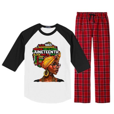 Juneteenth Celebrate 1865 Afro Black Natural Hair Raglan Sleeve Pajama Set