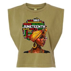 Juneteenth Celebrate 1865 Afro Black Natural Hair Garment-Dyed Women's Muscle Tee