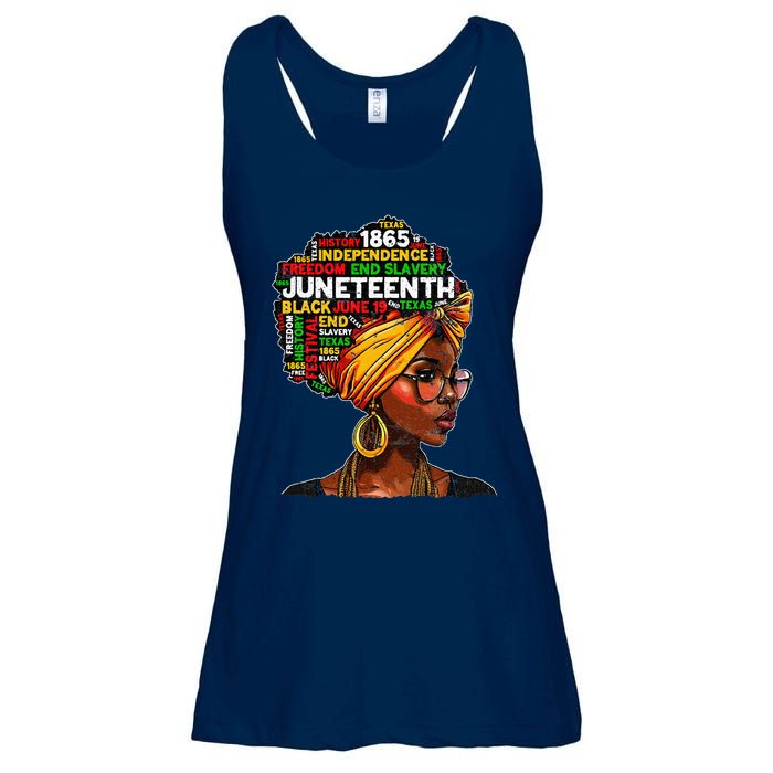 Juneteenth Celebrate 1865 Afro Black Natural Hair Ladies Essential Flowy Tank