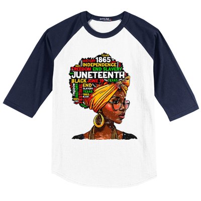 Juneteenth Celebrate 1865 Afro Black Natural Hair Baseball Sleeve Shirt