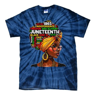 Juneteenth Celebrate 1865 Afro Black Natural Hair Tie-Dye T-Shirt