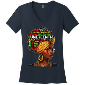 Juneteenth Celebrate 1865 Afro Black Natural Hair Women's V-Neck T-Shirt