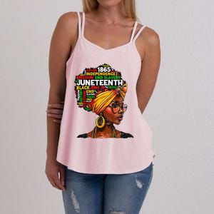 Juneteenth Celebrate 1865 Afro Black Natural Hair Women's Strappy Tank