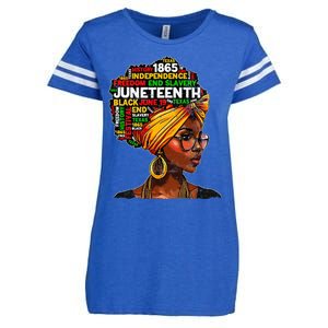 Juneteenth Celebrate 1865 Afro Black Natural Hair Enza Ladies Jersey Football T-Shirt